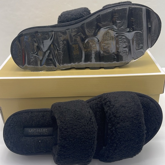 Michael Kors Black Faux Shearling Slides - Picture 3 of 16